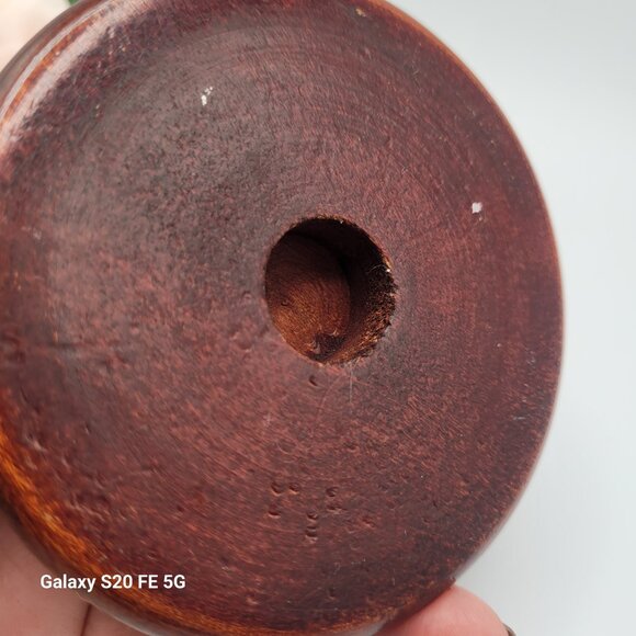 Vintage Pair Wood Turned Candleholders MCM Small Candlesticks - Picture 9 of 14